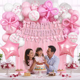 Pink Bow Birthday Decorations, Coquette Party Decoration for Girls