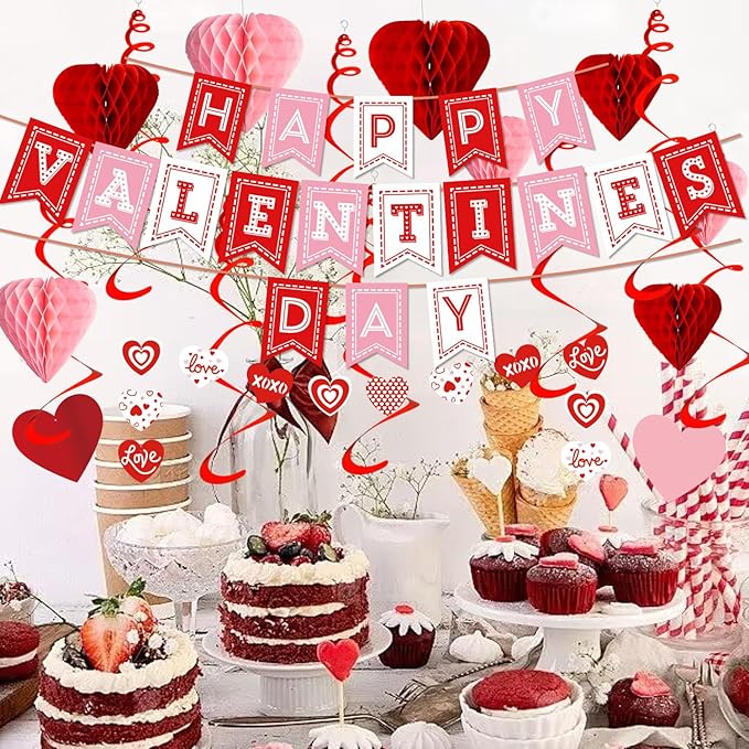 Valentines Day Decorations Kit 31 PCS Valentine's Swirl Hanging