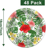 48 Pcs Hawaiian Luau Party Supplies Aloha Floral Plates Hawaiian