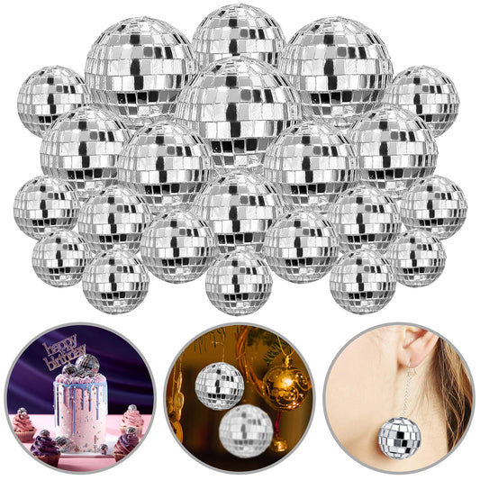 45PCS Disco Ball Cake Decoration Ornaments Reflective Mirror Ball Cake