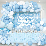 Blue Bow Birthday Decorations for Girls, Coquette Party Supplies with
