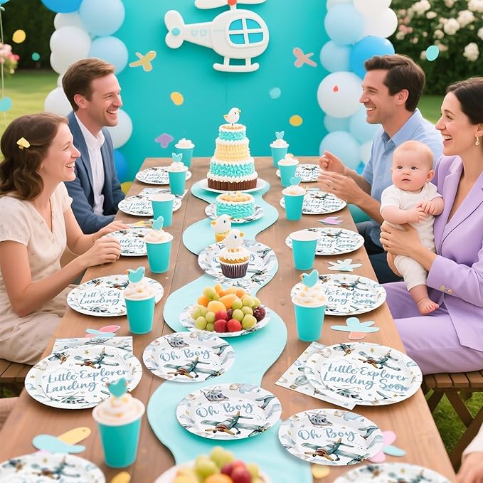 96Pcs Airplane Baby Shower Decorations Airplane Boy Baby Shower