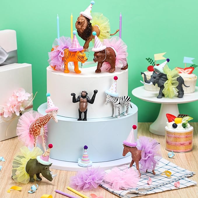 27 Pcs Jungle Animal Cake Topper Animals Figures Birthday Party