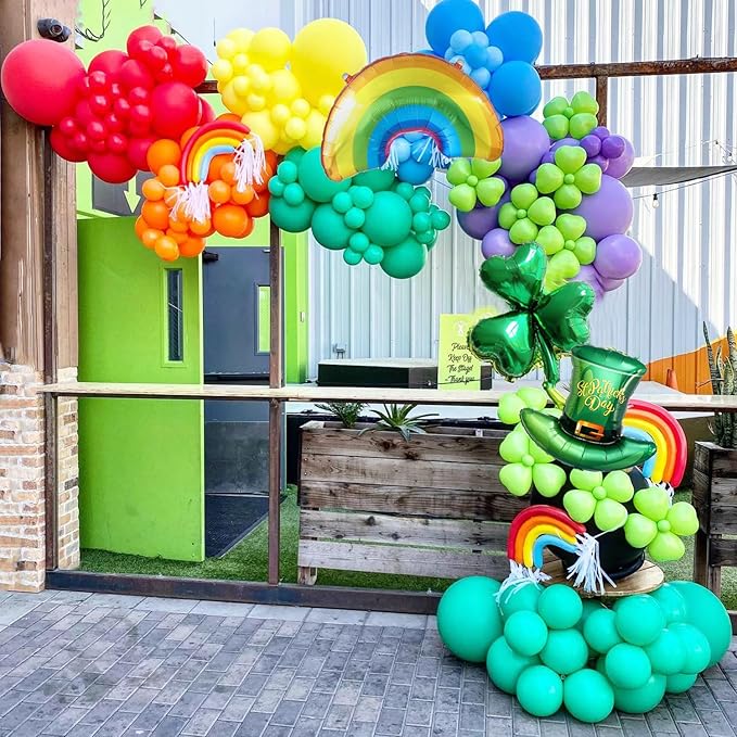 153Pcs St.Patrick's Day Balloon Arch Garland Kit Green Gold Rainbow