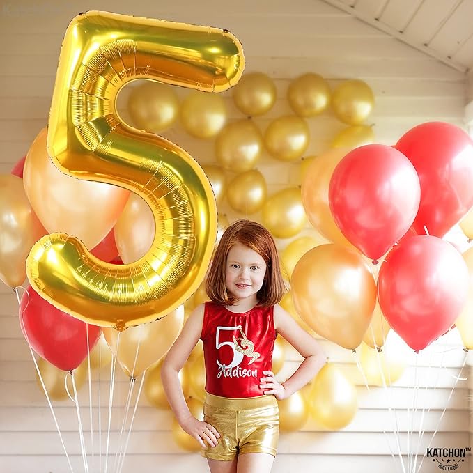 KatchOn, Giant Gold 5 Balloon Number - 40 Inch | Golden 5 Balloon, 5