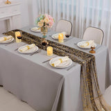 Snowkingdom 10 Pcs Black & Gold Cheesecloth Table Runner 10 FT, Sheer