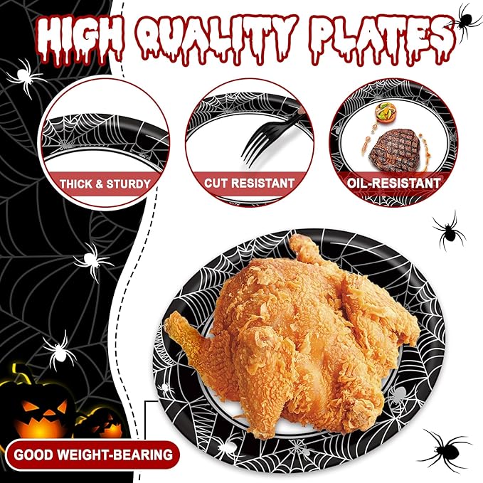 Halloween Party Oval Paper Plates 11inch Large Spider Web Paper