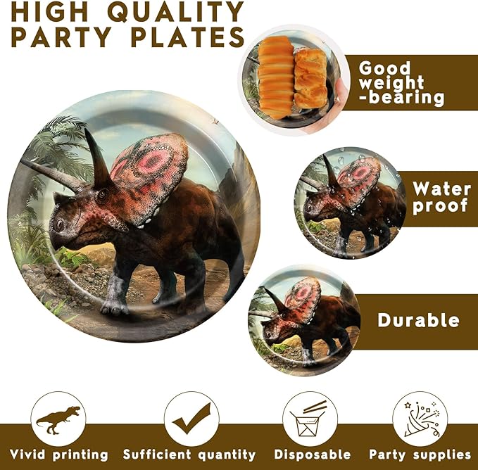72PCS Dinosaur Birthday Plates Dinosaur Party Supplies Dino World