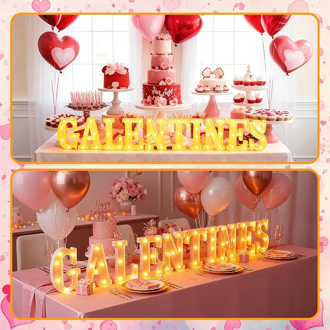 10 Pcs Galentine's Day Decorations 8.3 Inch Large LED Letter Lights