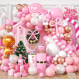 Pink Christmas Balloon Arch Kit Pearl White Pink Rose Gold Balloons