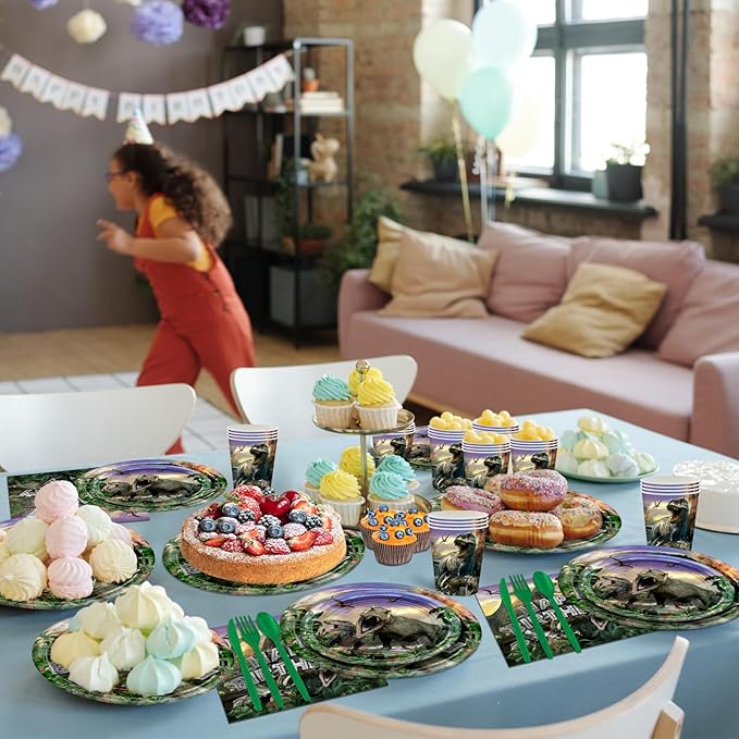192 Pcs Dinosaur Birthday Party Supplies Jurassic Dinosaur Plates