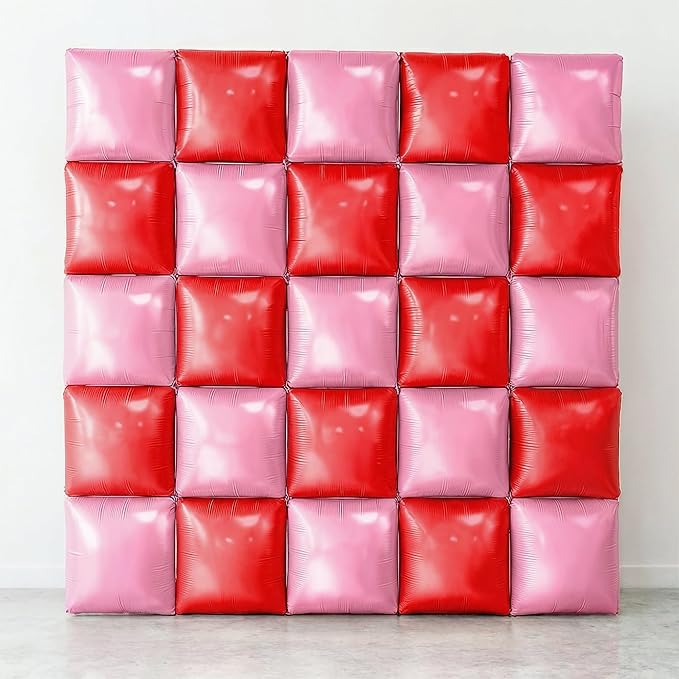 KatchOn, Red and Pink Square Foil Balloons - 19 Inches, Pack of 25 |