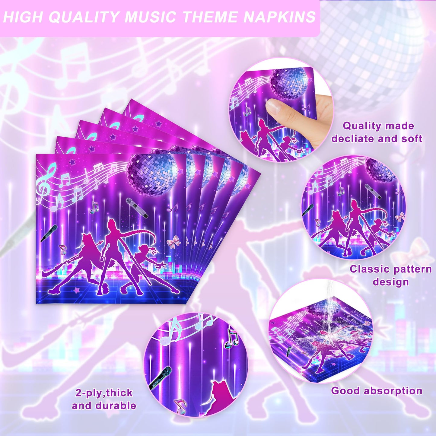 120 PCS Kpop Party Supplies Including 20 Plates 20 Paper Cups and 20