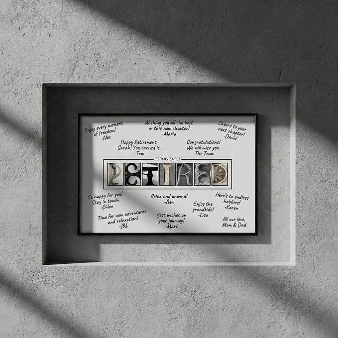 Framed Retirement Decorations Guest Book for Men 12 x16 Black