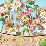 Luau Party Decorations 99Pcs Hawaiian Aloha Party Plates Serve 24