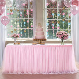 6ft Pink Tulle Table Skirt Baby Shower Tablecloth for Rectangle