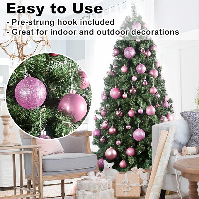 Bubblegun Pink 3.2" Large Christmas Balls - Christmas Tree Decoration