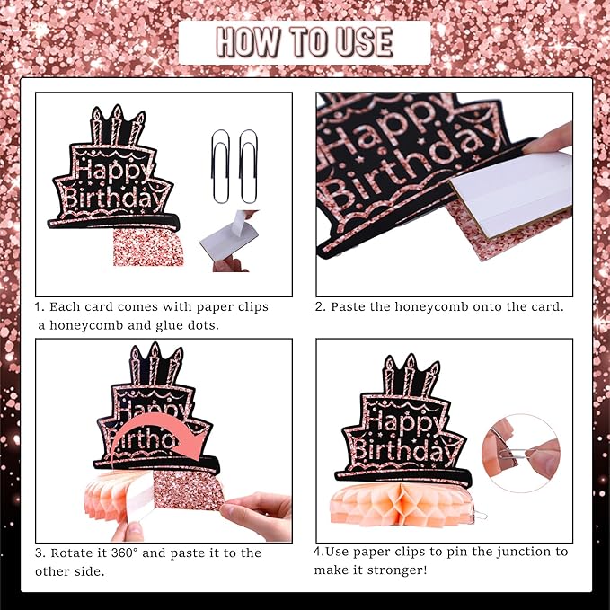 50th Birthday Decorations Women, 9pcs Rose Gold 50 Birthday Party