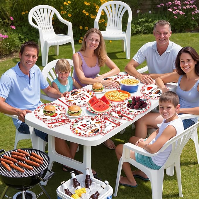 96 Pcs BBQ Bachelorette Party Plates Napkins Tableware Set I Do BBQ