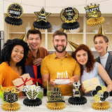9 PCS Happy Birthday Party Table Decorations | Black and Gold