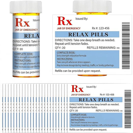 Kigeli 60 Pcs Relax Pill Labels Stickers Funny Gag Gift for Office