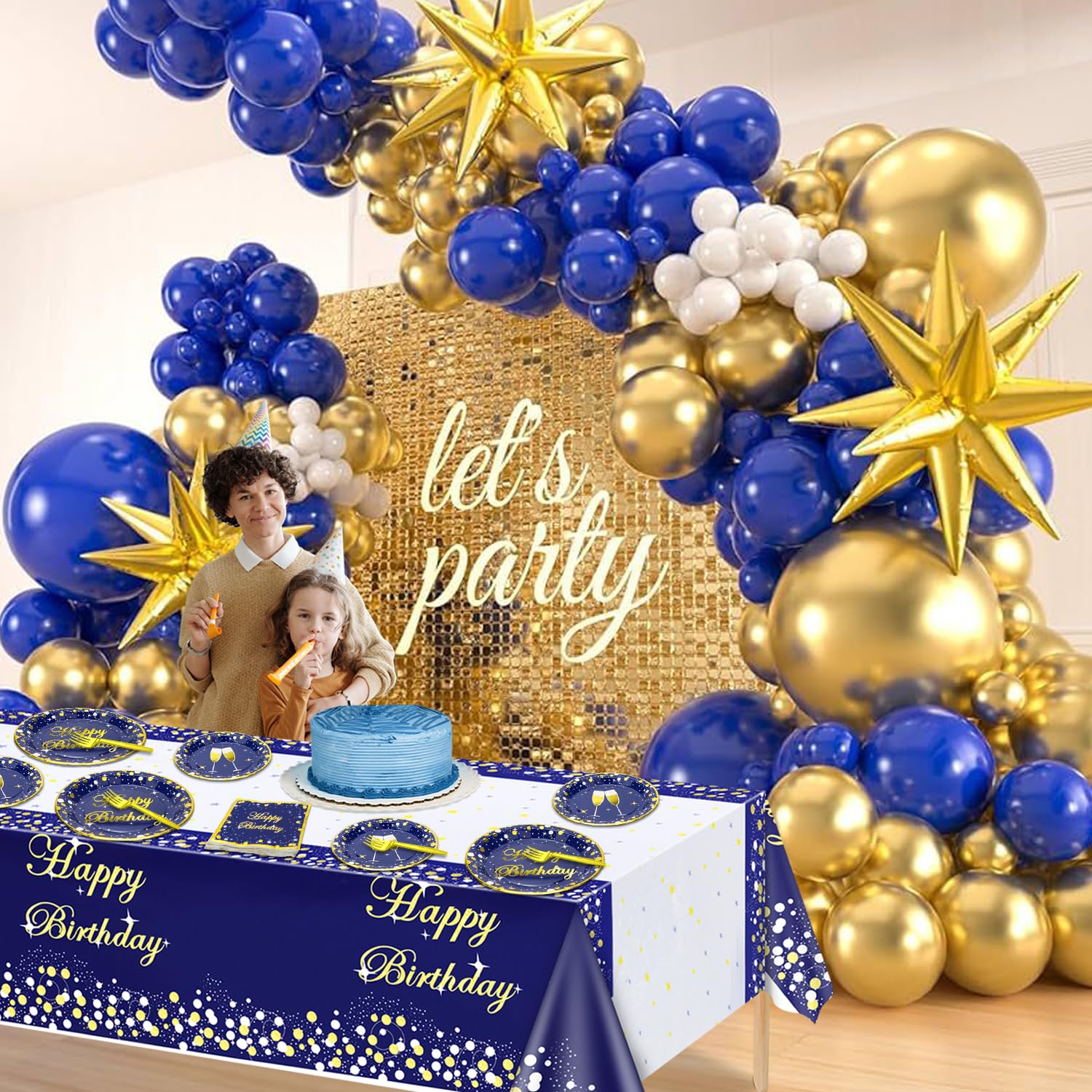 81 Pieces Blue and Gold Party Supplies - Blue and Gold Birthday