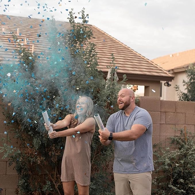 Gender Reveal Confetti Cannon Biodegradable Powder & Heart Shaped