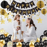 ZERODECO Black Gold Birthday Decorations, Easy to Assemble Happy