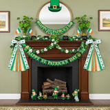 2 Pcs St Patricks Day Clover Ribbon Bow for Wreath Large Clover