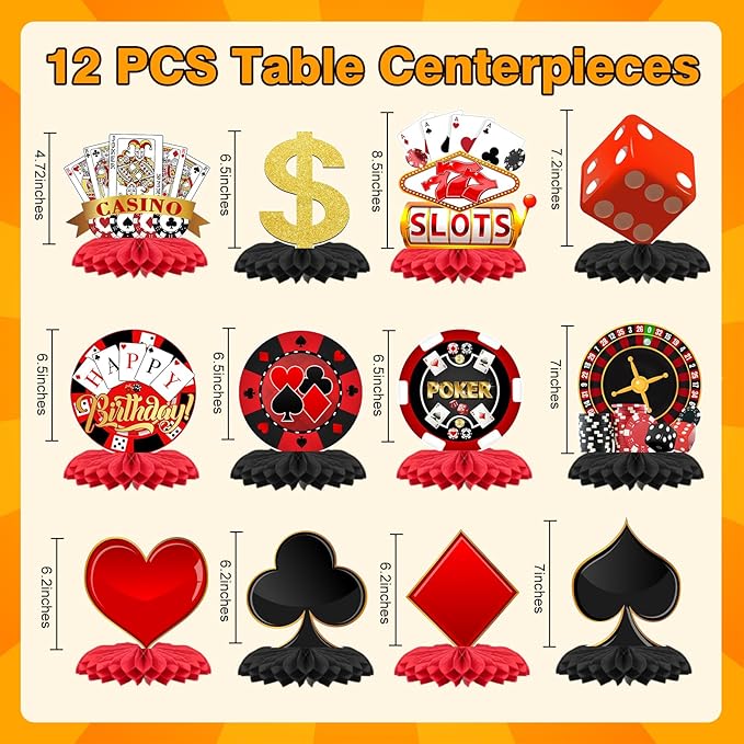 173 Pcs Casino Theme Party Decorations Birthday Party Favor Poker