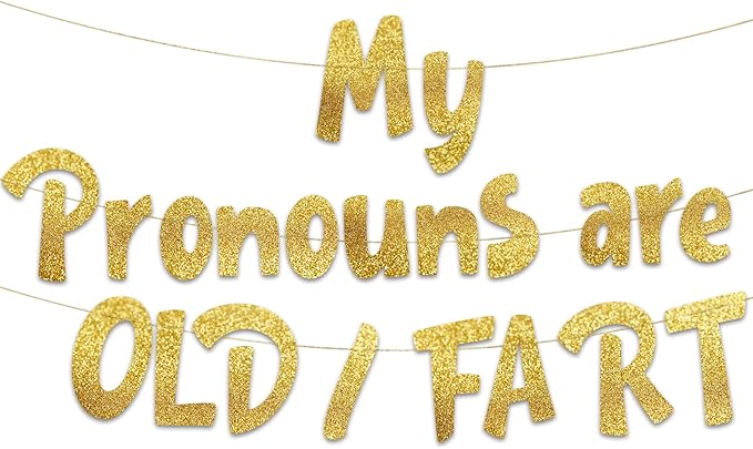 Pre-Strung Hilarious Adult Birthday Gold Glitter Banner - Funny