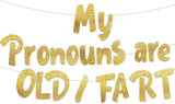 Pre-Strung Hilarious Adult Birthday Gold Glitter Banner - Funny
