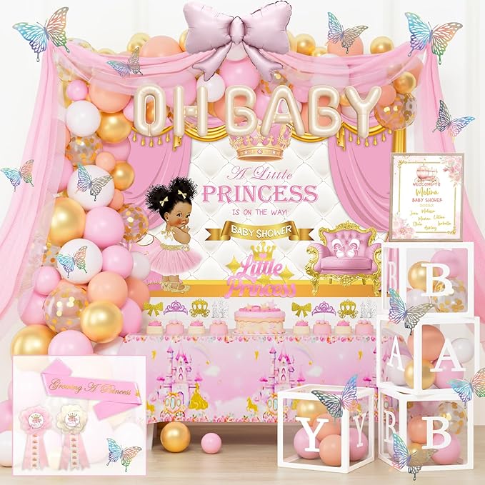 Royal Princess Baby Shower Decorations 138 PCs Baby Princess Party