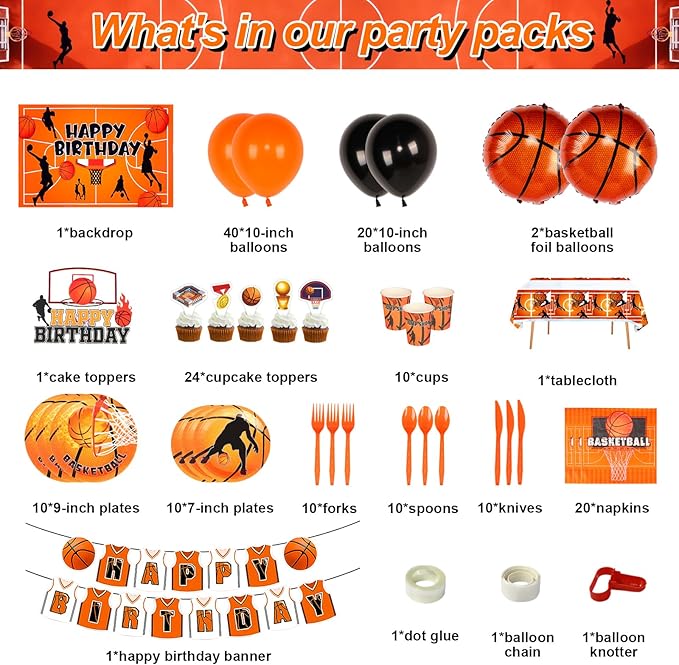 173 PCS Basketball Party Decorations Basketball Birthday Decorations