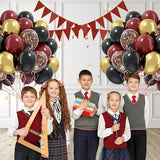 60pcs 12inch Black Burgundy and Gold Balloons, with Gold Red Black