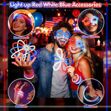 BUDI 467Pcs 4th of July Accessories Glow Sticks: Red White Blue Glow
