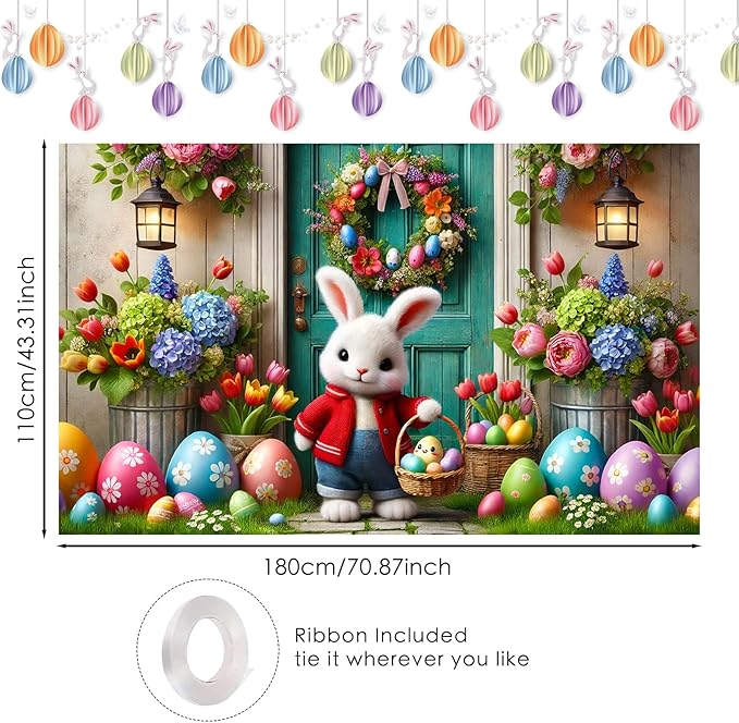 Easter Banner Polyester 43x70.86 Inches Banner Easter for Small
