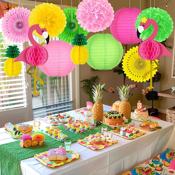 13PCS Hawaiian Party Decorations Luau Party Decorations Flamingo and