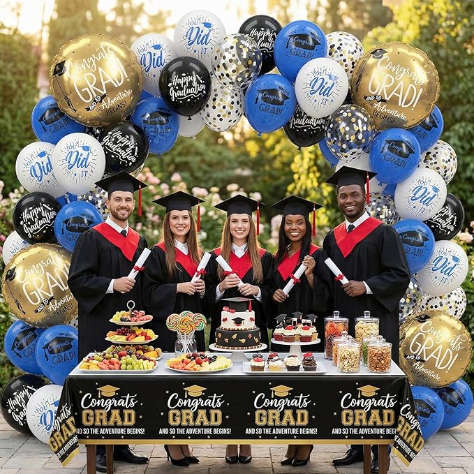 HILAVO Blue and Black Graduation Balloons 2026 Graduation Decoration