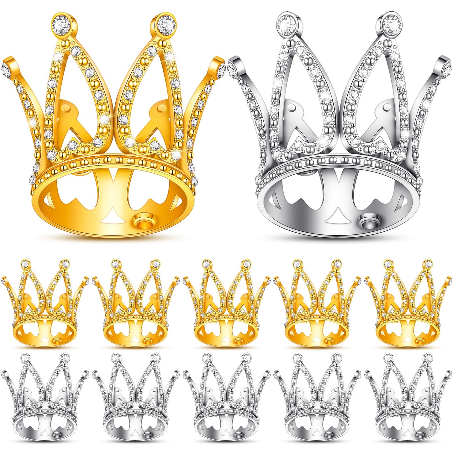 12 Pcs Crown Cake Topper Mini Baby Crown Tiny Queen Small Alloy Gold, 