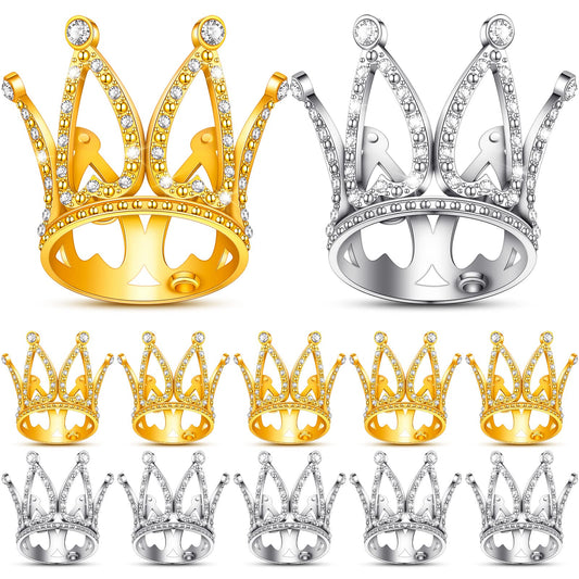 12 Pcs Crown Cake Topper Mini Baby Crown Tiny Queen Small Alloy Gold, 