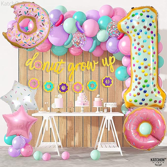 KatchOn, Giant One Donut Balloon - 40 Inch | Donut 1 Balloon for