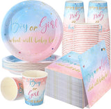 200 Pcs Gender Reveal Baby Shower Paper Plates Napkins Cups Baby