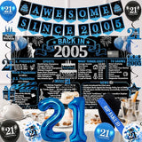 21st Birthday Decorations for Him Black Blue Back in 2005 Birthday