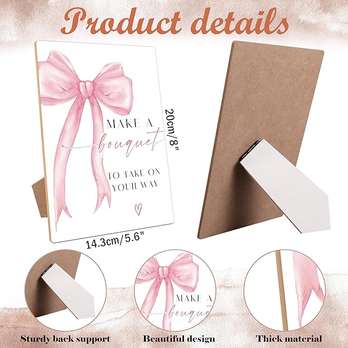 Pink Bow Theme Wooden Wedding Signs Make A Bouquet Sign Bridal