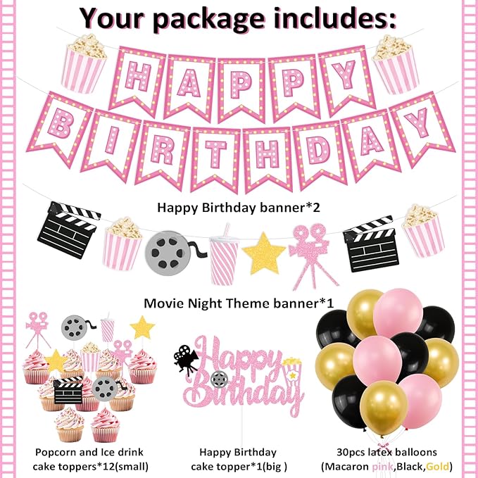 K KUMEED Happy Birthday Decorations Movie Theme Party Decorations