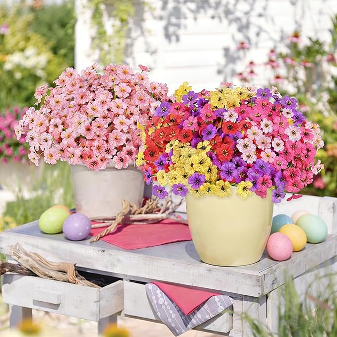 AmyHomie 20 Bundles Artificial Flowers for Outdoor Outside Spring