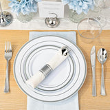 BESTVIP 700PCS Silver Plastic Dinnerware Set for 100 Guests,