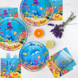120 Pcs Under the Sea Party Decorations Ocean Birthday Party Plates