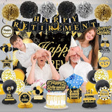 Retirement Party Decorations for Men Women Black Gold Happy